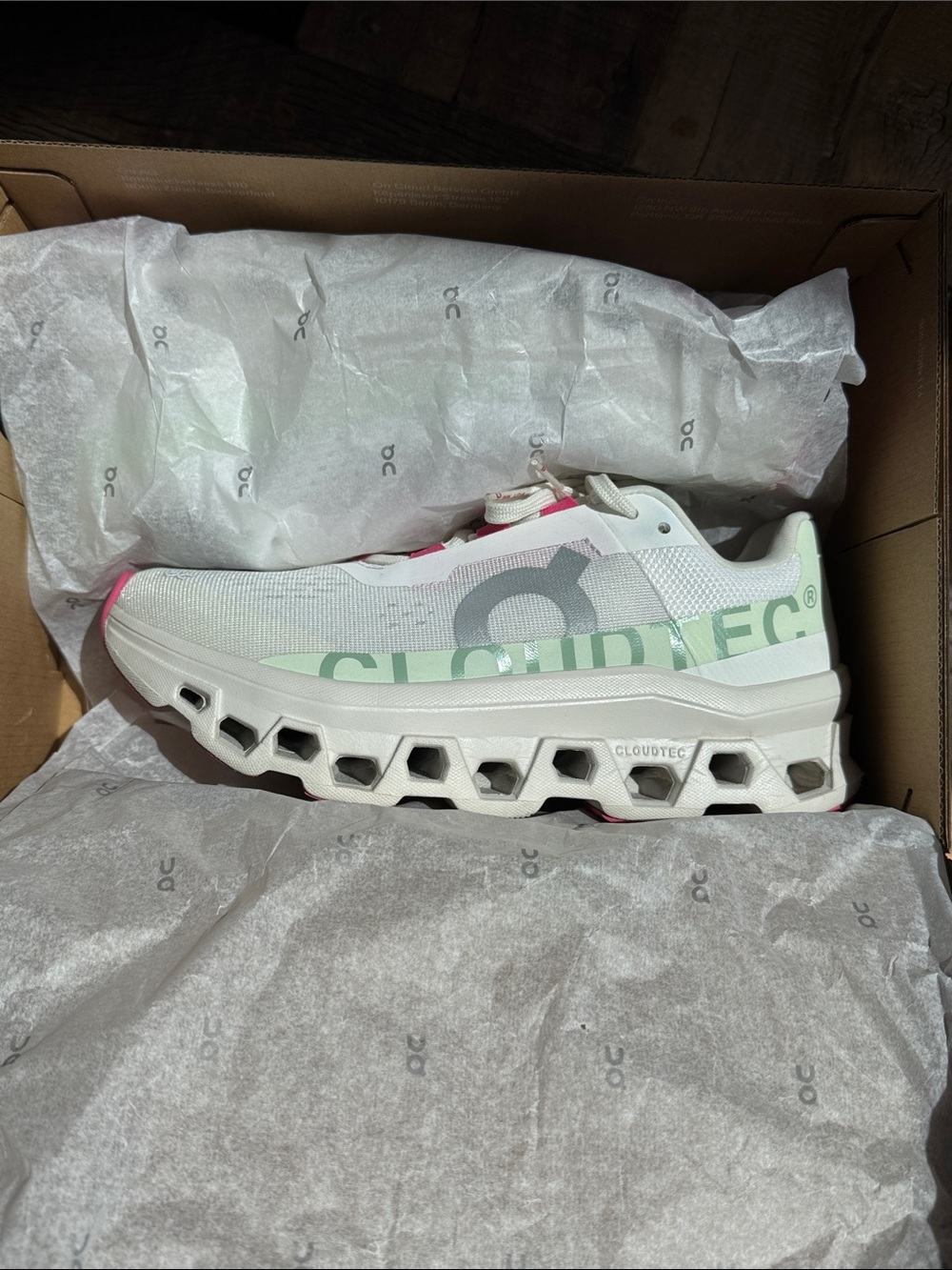 On Running Cloudmonster White Lima Pink Running Sneakers Shoes LKNW in Box! - Picture 9 of 10